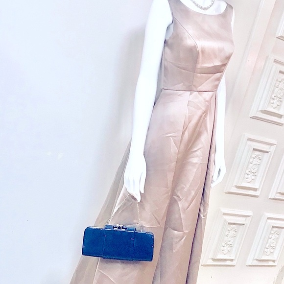 DiY Glam Clutch-Shoulder Handbag Navy Silver Fold Over Snap Closure+Silver Chain - Picture 3 of 16